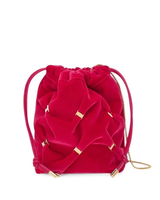 Ferragamo Red Mini Varini Drawstring Bucket Bag
