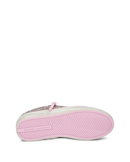 Crime London Pink Sk8 Deluxe Sabot Glitter Leopard-Print Sneakers