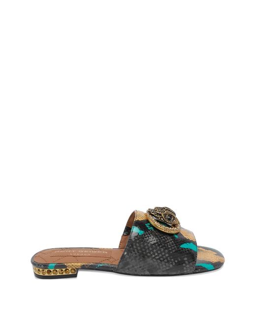 Kurt Geiger Green Chelsea Snake-Print Sandals