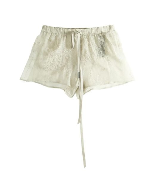 Ann Demeulemeester Natural Nisa Embroidered Drawstring Shorts
