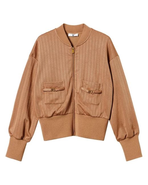 Twinset Brown Jacquard Bomber Jacket