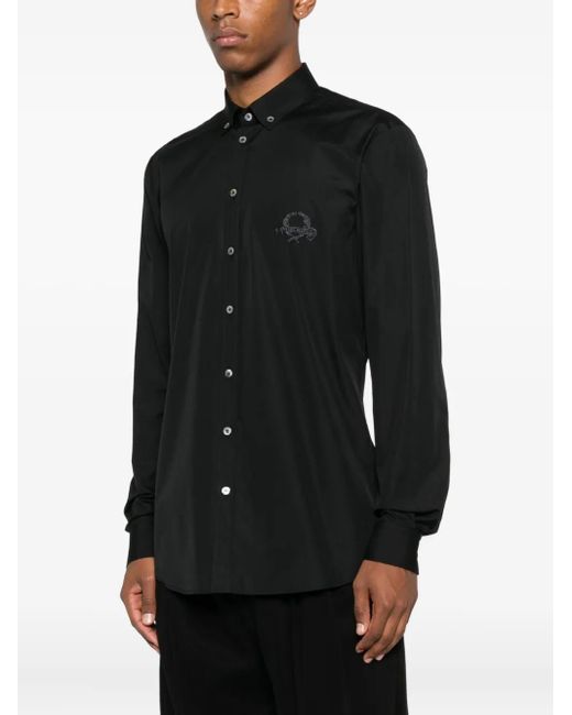 Moschino Black Logo-Embroidered Cotton Shirt for men