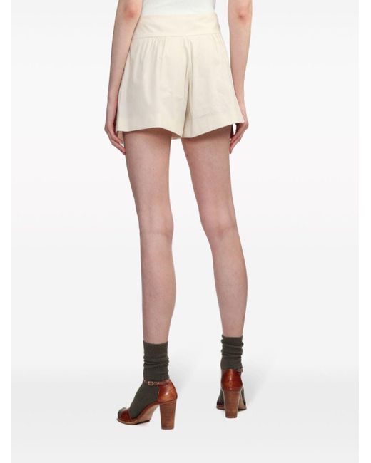MSGM Natural Pleated Cotton Shorts