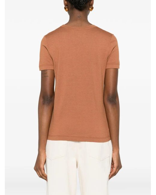 Bompard Brown Straight Round-Neck T-Shirt