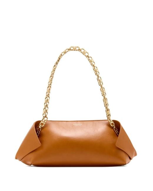 Ferragamo Chain-strap Leather Shoulder Bag Brown