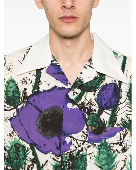Wales Bonner Blue Floral-Print Shirt for men
