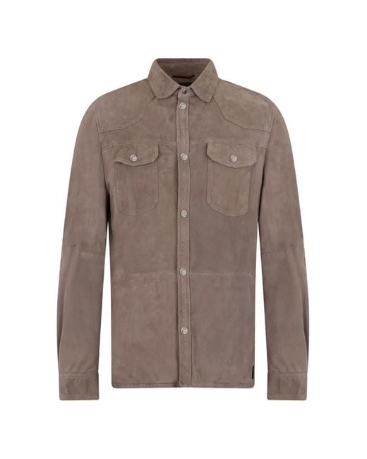 Moorer Brown Pocket Overshirt for men