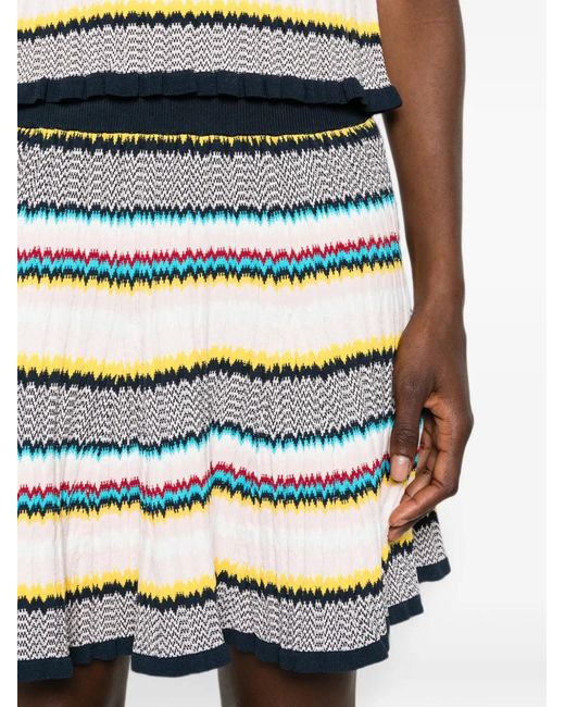 Casablanca White Chevron-Knit Mini Skirt