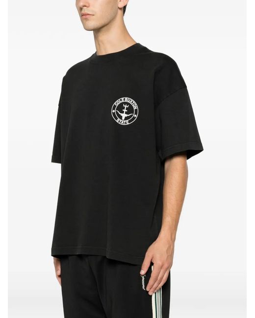 Cole Buxton Black Logo-Print Cotton T-Shirt for men