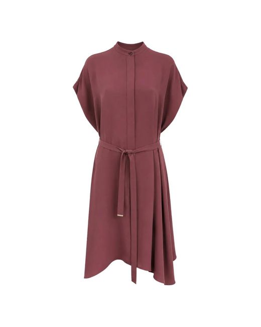Herno Purple Belt-Detail Asymmetric-Hem Dress