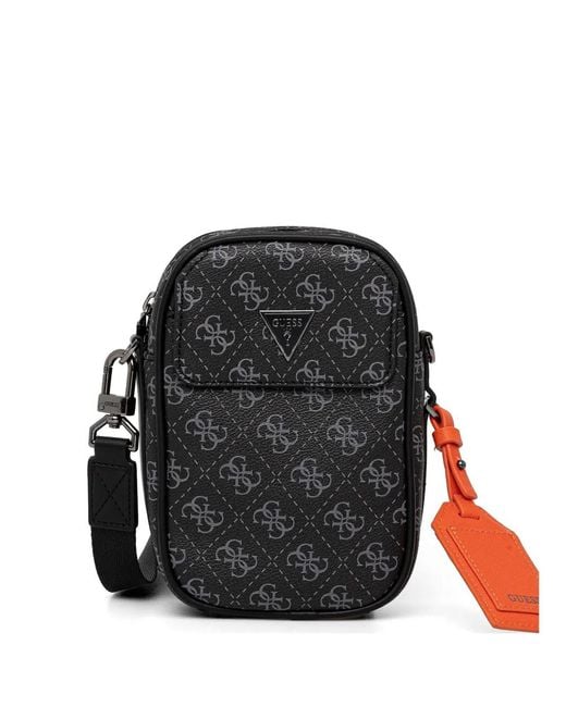 Guess Black Milano 4G Monogram-Pattern Messenger Bag for men