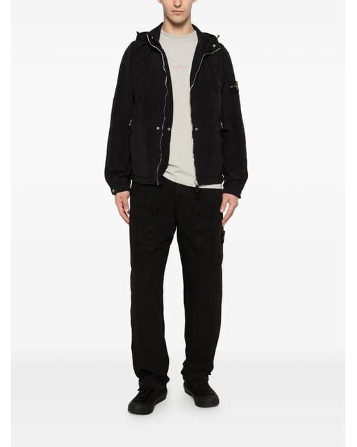 Stone Island Black Compass-Patch Cargo Pants for men