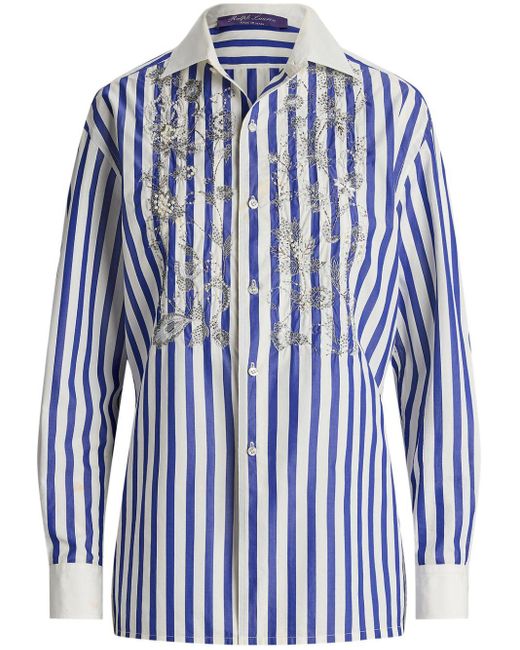 Ralph Lauren Collection Blue Verziertes Capri Hemd