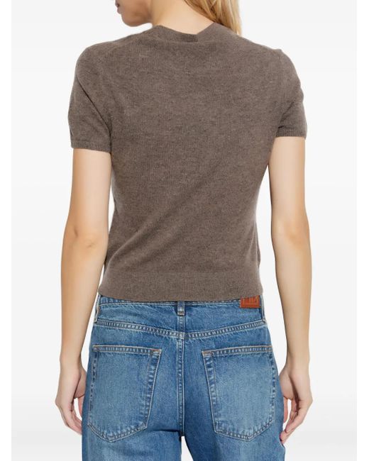 Alexander Wang Gray Logo-Label Knitted Top
