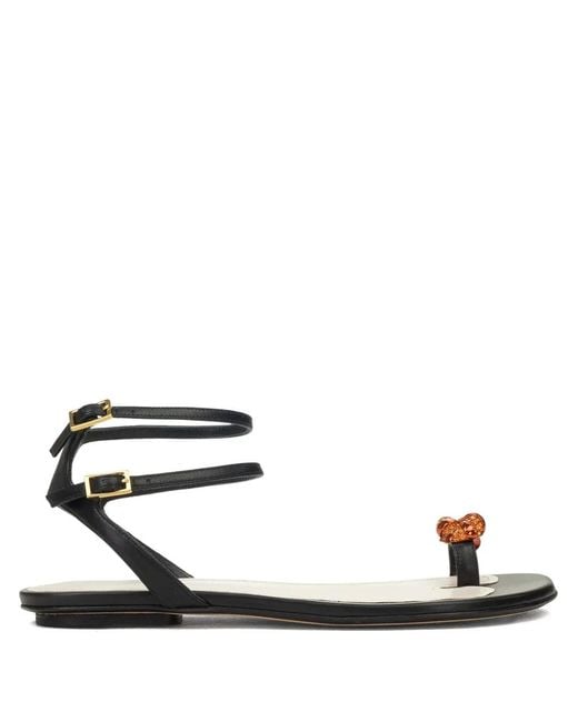 Lanvin White Knot-Embellished Flat Sandals