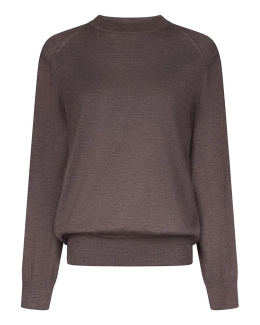 Loulou de Saison Brown Ditto Fluid Ribbed Crew-Neck Sweater