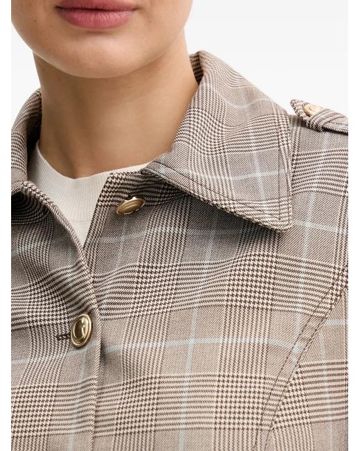 Guess Gray Check Button Cropped Jacket