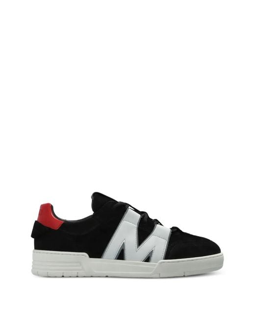 Moschino Black Logo-Patch Leather Sneakers for men