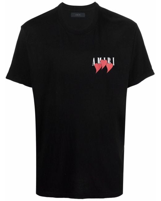 Amiri Black Heart Logo Print Cotton T-shirt for men