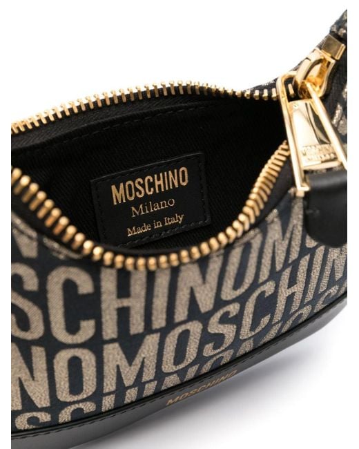 Moschino White Schultertasche mit Glitter-Logo