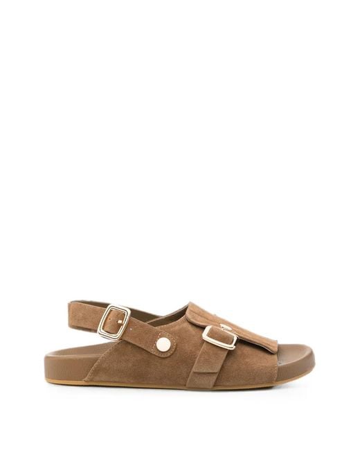 SERGIO MORETTI FIRENZE Brown Buckle-Fastening Slingback Sandals
