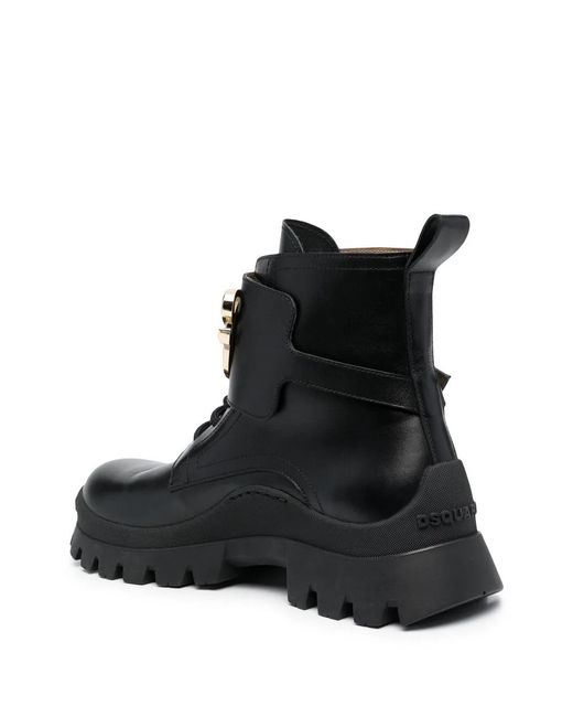 DSquared² Black Logo Plaque Ankle Boots