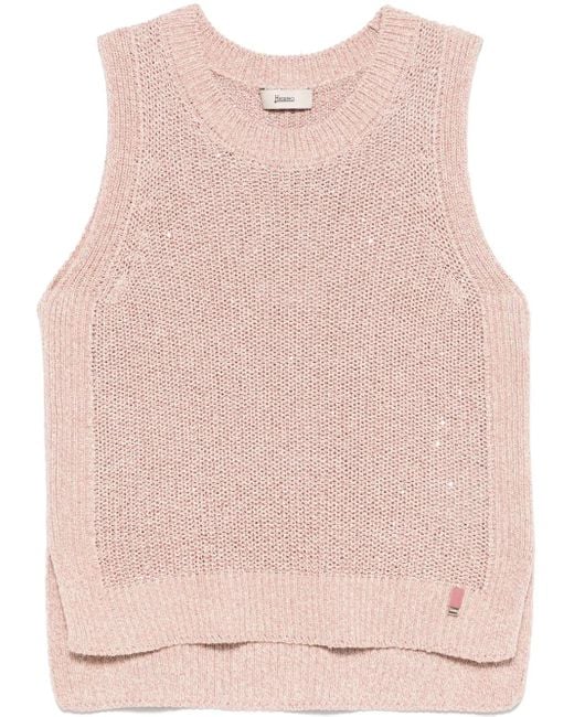 Herno Pink Textured Knit Sleeveless Top