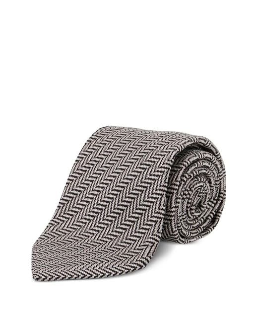 Tom Ford Gray Herringbone Silk Tie for men