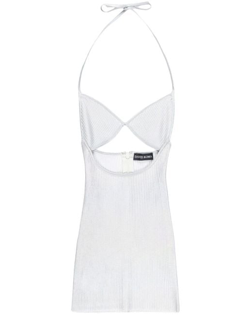 David Koma Ribgebreide Mini-jurk in het White