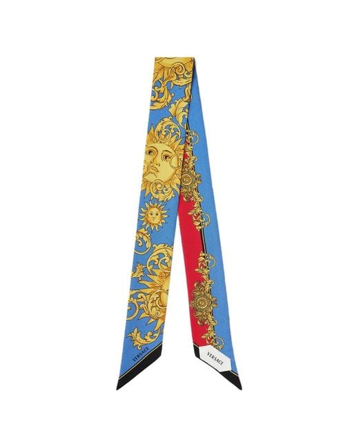 Versace Blue Printed Silk Twill Ribbon