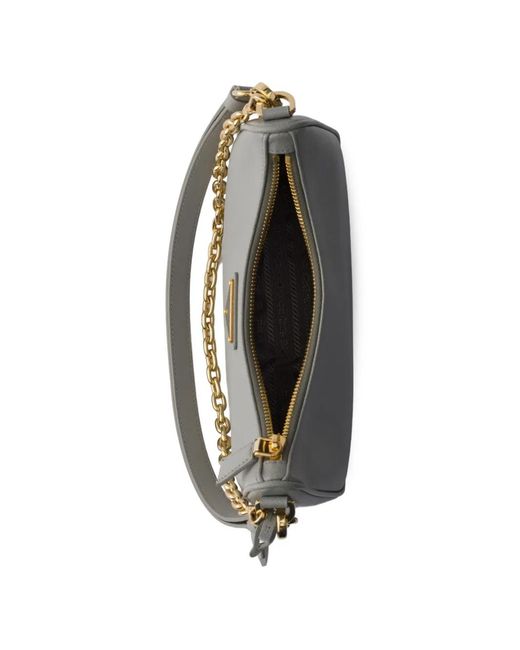 Prada Gray Mini Re-Edition Leather Shoulder Bag