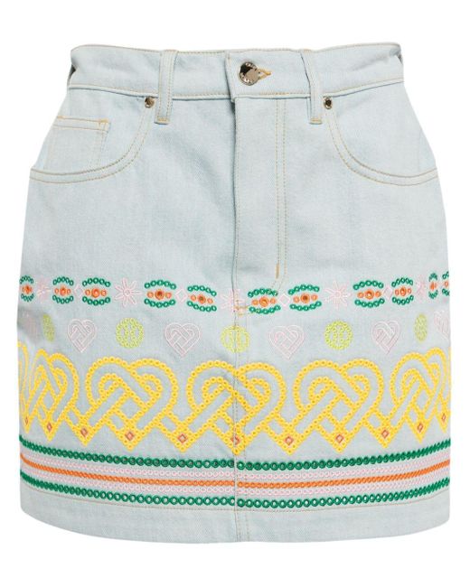 Casablancabrand Gray Embroidered Cotton Mini Skirt