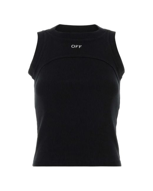 Off-White c/o Virgil Abloh Black Logo-Print Ribbed Tank Top