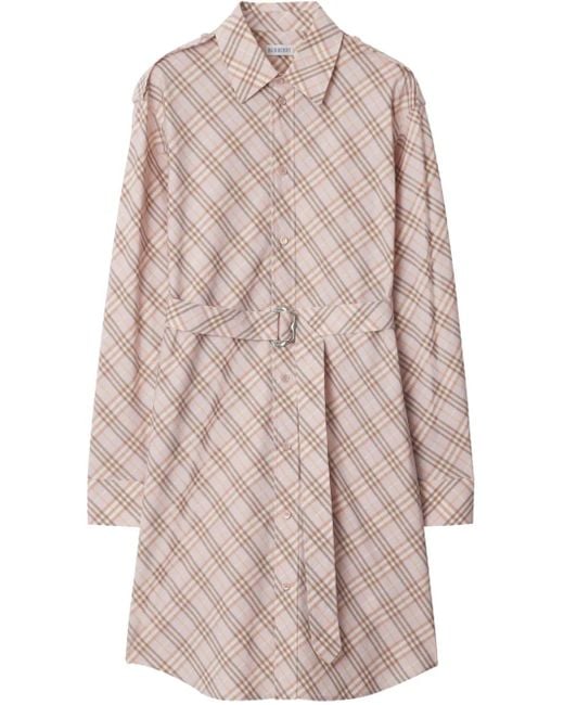 Vestido camisero a cuadros Burberry de color Pink
