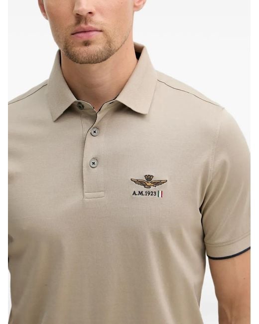 Aeronautica Militare Natural Logo-Embroidered Polo Shirt for men