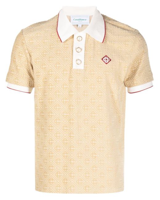 Casablancabrand Poloshirt aus Monogramm-Jacquard in Natural für Herren