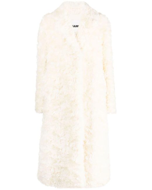 Manteau en fourrure artificielle à revers crantés Jil Sander en coloris White