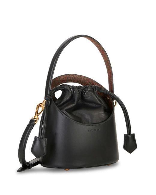 Etro Black Saturno Mini Leather Bucket Bag