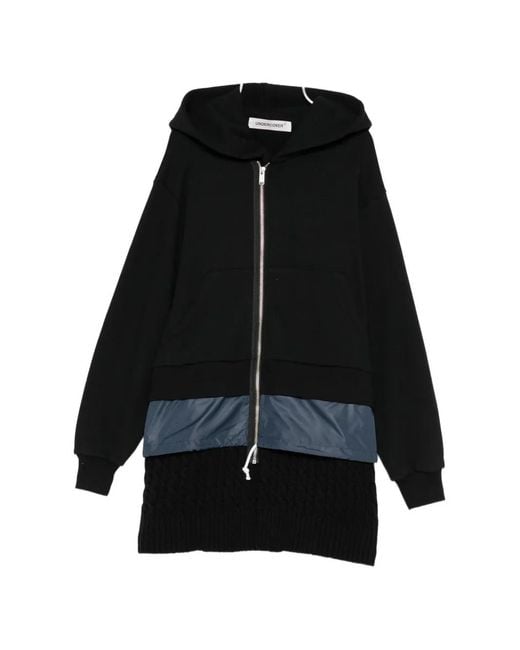 Undercover Black Layered-Effect Zip-Up Hoodie