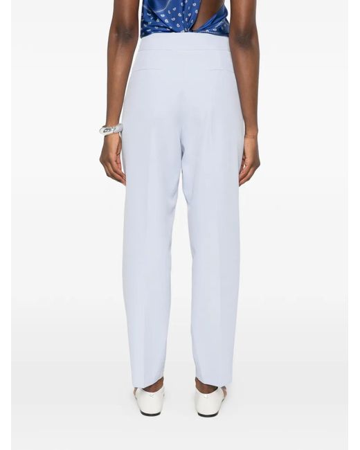Carla G White Pleated-Detail Tapered-Leg Trousers