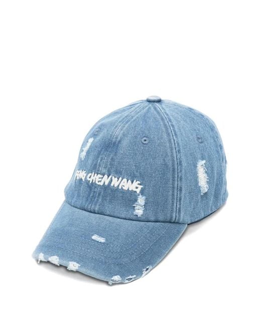 Feng Chen Wang Blue Distressed Denim Cap for men