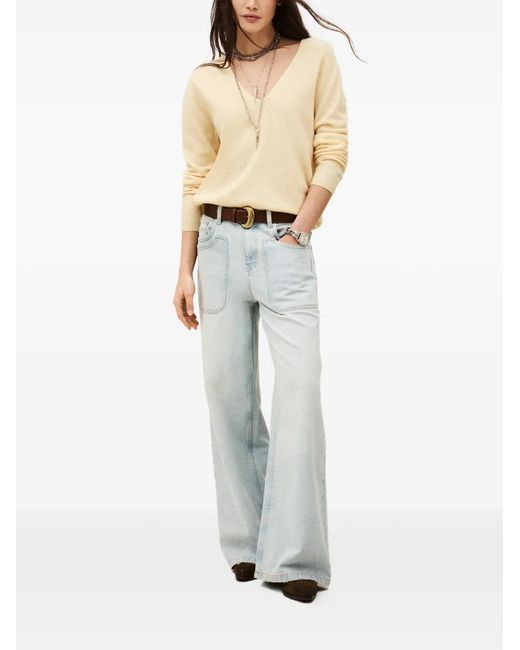 Ba&sh Natural Sollene V-Neck Knitted Top