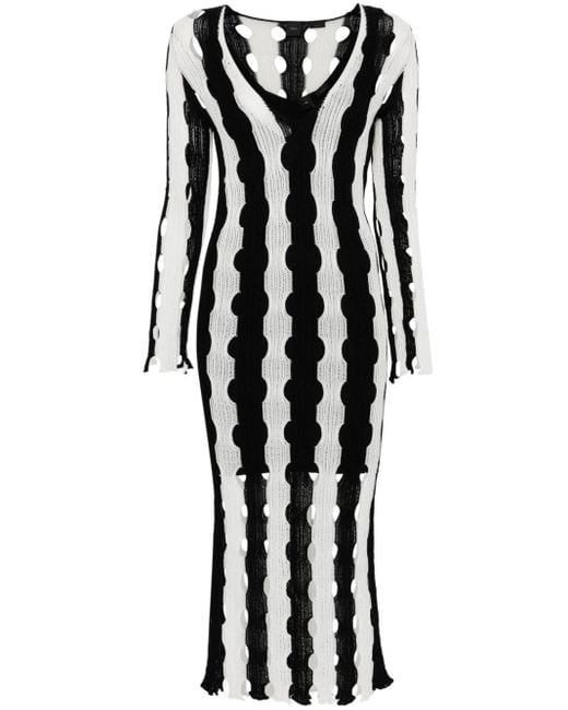 Robe longue rayée à détails de découpes Pinko en coloris Black
