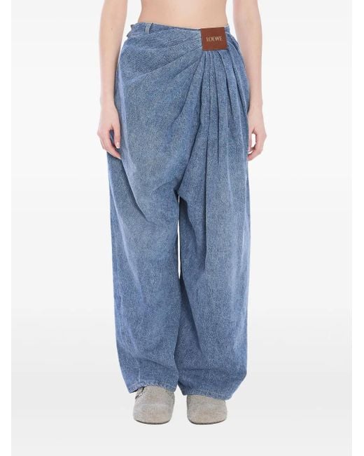 Loewe ドレープディテール ジーンズ Blue