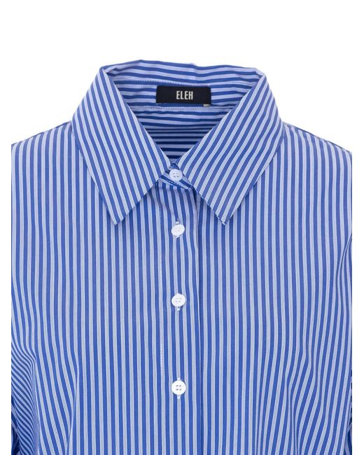 ELEH Blue Striped Polo-Collar Shirt