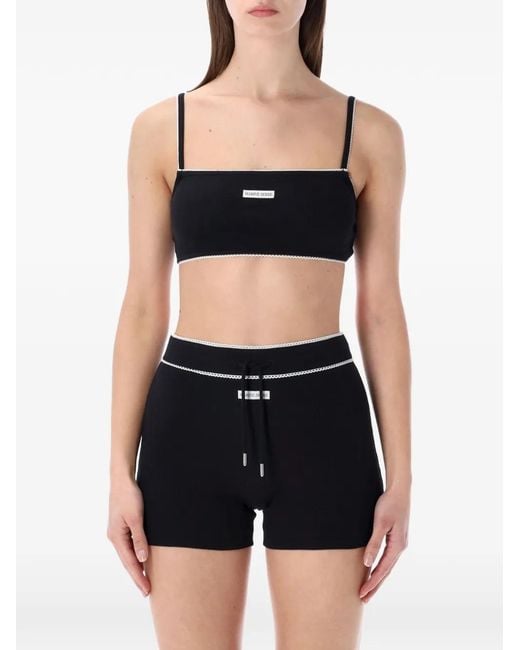 MARINE SERRE Black Logo-Patch Cropped Top