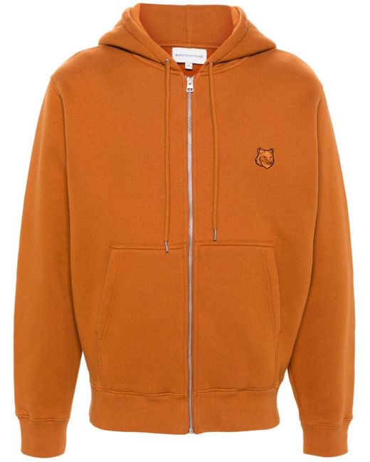 Maison Kitsuné Orange Fox-motif Cotton Hoodie for men
