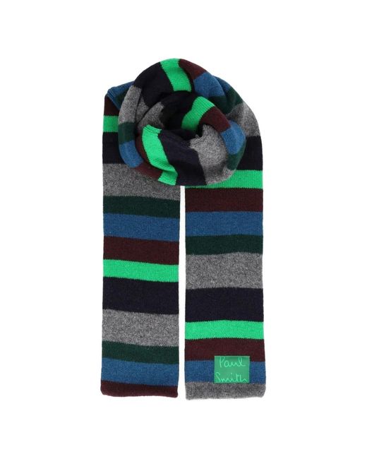 Paul Smith Green Stripe Lambswool Scarf for men