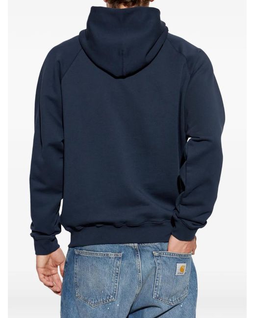 A.P.C. Blue Logo-Print Raglan-Sleeve Hoodie for men