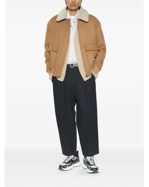 Maison Kitsuné Natural Shearling-Collar Pocket Jacket for men